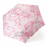 小禮堂 Hello Kitty 頭型柄折疊傘《粉白.蝴蝶結滿版》雨傘.折傘.雨具