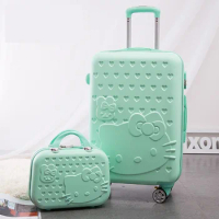 14"20"24 Inch Travel Girl's Suitcase Pack Of 2 Pieces Set On Wheels Carry On Trolley Luggage Cosmetic Bag Valises Free Shipping