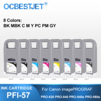 PFI-57 PFI57 700ML Compatible Ink Cartridge With Full Ink For Canon imagePROGRAF PRO-520 PRO-540 PRO-540s PRO-560s 8Colors/Set
