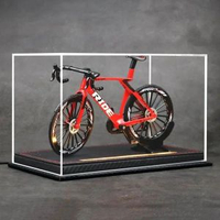 公路騎行自行車合金模型單車車模收藏擺件創意手辦送朋友騎友禮物紅色-1:8公路自行車+燈光透明盒