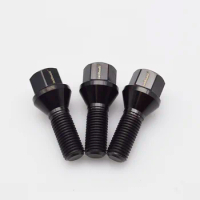 Jntitanti Gr5 titanium lug bolt hub bolt screws M12*1.5*28 -65 black bolt for bmw with cone seat