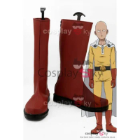 Anime One Punch Man Saitama Cosplay Boots Red Shoes Custom Made