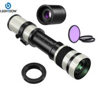 Lightdow 420-800mm F8.3-16 Manual Zoom Telephoto Lens With UV CPL FLD Lens Filters 2X Converter for Nikon Canon Sony Cameras