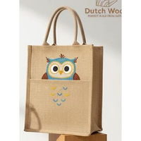Tas Goni Tote Bag / Tas Karung Goni / Jute Bag - Tas Karung Goni - Karakter Owl Tanpa Bordir Nama