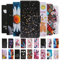 Painted Flip Leather Case For Huawei P30 P40 Lite Pro E Honor 8X 9A 9C 9S 10i 20 8A 9X Lite Phone Card Holder Stand Book Cover