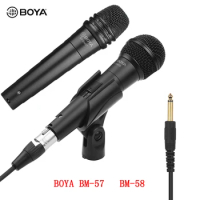 BOYA BY-BM58 BM-57 Microphone Cardioid Dynamic Vocal Microphone for Karaoke Singing Stage Rehearsal with 5.0m XLR Cable live AV