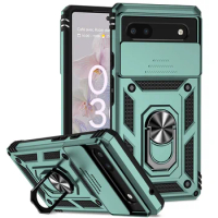 Slide Camera Protect Cover For Google Pixel 6 7 8 Pro Pixel8 Magnetic RIng Holder Shockproof Armor Phone Case For Pixel 6A 7A 8A