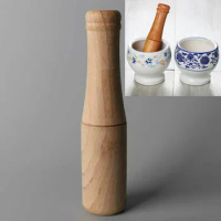 Mill Grinder Set Handheld Seasoning Mills Stick Kitchen Mortar and Pestle Tools Set Wooden Garlic Handle Garlic Mortar (random)