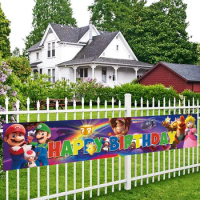 Super Mario Garden Flag Banner Planting Flags Mario Themed Birthday Party Decoration Courtyard Sign Banner Anime Peripheral Gift
