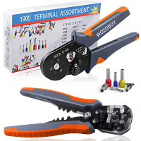 ชุดเครื่องมือจีบปลอกโลหะ, HSC8 6-6A AWG 23-10, คีมจีบปรับตัวเอง, ตัวถอดรหัส, คีมย้ำหกเหลี่ยม, เหมาะส