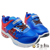 【樂樂童鞋】台灣製蜘蛛人電燈運動鞋-藍紅色(男童鞋 男中童鞋 男大童鞋)