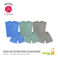Velvet Junior - Setelan Baju Katun Bamboo Bambu Anak Laki Perempuan | Singlet Kutung Sayap Celana Pe