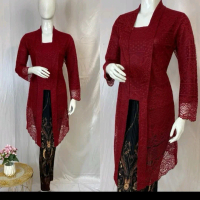 Setelan Kebaya Tunik Brokat Kutubaru Panjang brokat Malika Jumbo Ld 120 Kebaya Kartini modern Kebaya