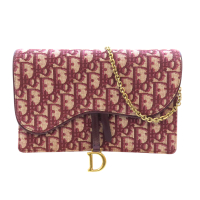 【二手名牌BRAND OFF】Dior 迪奧 紅色 緹花帆布 WOC 肩背包 鍊帶