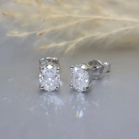 ER70 1.00ct x 2 Classic Oval Shape Moissanite S925 Sterling Silver Earring