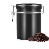 【PUSH!】居家生活用品304不銹鋼咖啡豆密封罐排氣閥密封儲物罐茶葉罐乾果(咖啡罐 收納瓶 帶勺I90)