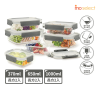 mo select 密扣防撞耐熱玻璃保鮮盒6件組(耐熱保鮮盒/便當盒/保鮮收納/食物儲存盒)