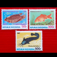 Prangko / Perangko Indonesia Ikan 1987 Mint Set Komplit