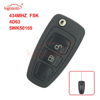 Kigoauto 5WK50165 Flip Key 2 Button 434mhz FSK 4D63 Chip HU101 For Ford Ranger 2011 2012 2013 2014 2015