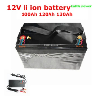 12V 100Ah 120Ah 130Ah Lithium li ion battery pack for UPS solar storage sytem solar panel golf trolley motor caravan+10A charger