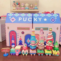 PUCKY MERRY Christmas 2019 Relax Bean Anime Figurine Kawaii Designer Toy Collection Girl Birthday Xmas Gift Set