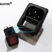 NCHTEK 10A 250V Red Light Power Socker Switch IEC320 C14 3Pin Male Inlet Power Sockets Switch Connector/Free DHL Shipping/200PCS