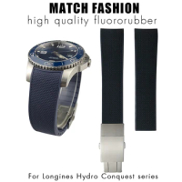 New Fluorous Rubber Silicone Watchband 21mm Watch Strap Fit for Longines L3.781 782 41mm 43mm Hydroconquest Soft Diving Belt