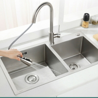 304不銹鋼水槽 廚房手工水槽雙槽台下加厚洗菜池洗碗盆水池