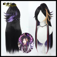 2023 Shu Yamino Cosplay Wig Ponytail Luxiem New Outfits Black Purple Straight Hair Heat Resistant Idol Vtuber NIJISANJI EN