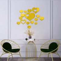 Love Heart Mirror Acrylic Wall Sticker LOVE Decorative Mirrors Multi-Function Bedroom Living Room Background Wall Decor Sticker