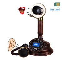 GSM SIM Card Cordless Phone Europe Style Vintage Red Wood Wireless Telephone Home Office House Hotel Exhibition Halll Mobile