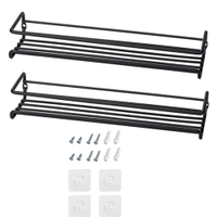 4/2PCS Spice Rack Organizer Wall Mount Storage Racks Space Saving Metal Seasoning Racks Kitchen Cabi