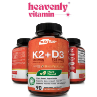 NUTRIFLAIR Vitamin K2 (MK7) + D3 5000 IU BioPerine - 90 Capsules - ORI
