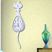 New design lovely cat wall mirror sticker , 3d acrylic clock mirror sticker , mirror sticker clock