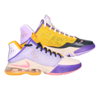 NIKE LEBRON XIX LOW EP 男籃球鞋-高筒 避震 氣墊 DO9828-500 紫黃灰粉紅