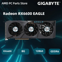 GIGABYTE Radeon RX6600 EAGLE 8G GDDR6 Graphics Cards 2491MHz 128bit PCIe 4.0 RX 6600 GPU with Triple Fan Video Cards For 7700