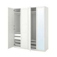 PAX/TYSSEDAL 衣櫃/衣櫥組合, 白色/鏡面, 200x60x236 公分