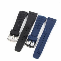 Original Model Superior Blue Silicone Rubber Watchband 26mm Black Waterproof Strap Fit For Seiko Vel