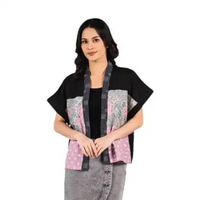 Blazer Batik Wanita - Bhatara Batik Mikata - Atasan Batik Lengan Pendek XXL Multi Purple 5964