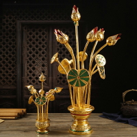 泰式風格金蓮花裝飾東南亞風情擺件金箔木雕工藝品創意荷花擺件