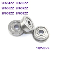 10/50pcs SF604ZZ SF605ZZ SF606ZZ SF607ZZ SF608ZZ SF609ZZ Stainless Steel Flange Deep Groove Ball Bea