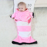Newborn Baby Stroller Envelope Swaddles Shark Fish Mermaid Sleeping Bag 0-9 Months Flannel Soft Sleepwear for Spring Autumn