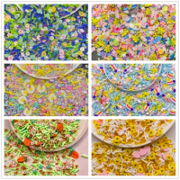 50g Newest Mixed Rhinestone Flower Polymer Hot Clay Sprinkles for Slimes Filler Tiny Cute Plastic Klei Accessories DIY Crafts