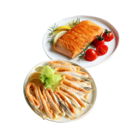 【優鮮配】頂級鮭魚雙拼4包(鮭菲力肚條2包 300g/包+鮭清肉排2包 225g/包)