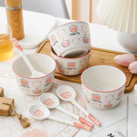( Tặng 2 Thìa ) Set 2 Bát Sứ Hình Cute, set 2 bát 2 thìa ăn dặm cho bé. Hàng Đóng Hộp Xốp Gia dụng Y