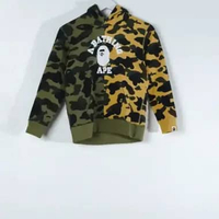 Hoodie BAPE COLLEGE CAMO HALF YELLOW GREEN HOODIE KIDS 100% ORIGINAL Size 150