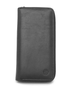 Wild Channel Men's Genuine Leather RFID Blocking Zipper Long Wallet