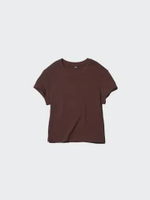 UNIQLO T-Shirt Mini Crop Top Wanita BROWN L