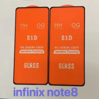 2PCS 21D Full Glue Tempered Glass For infinix Note 8 10H Full Screen Cover Screen Protector Film For infinix note 8i