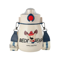 【BEDDY BEAR 杯具熊】BEDDYBEAR 淘氣麋鹿大容量316不鏽鋼保溫瓶 吸管水壺 保溫嘟嘟桶 兒童水壺850ml